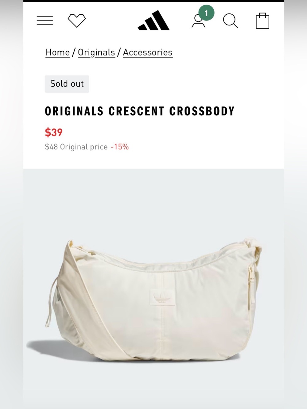adidas Originals Crescent Crossbody Bag in cream